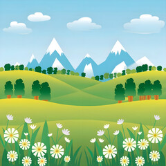 Fototapeta premium landscape with mountains and blue sky