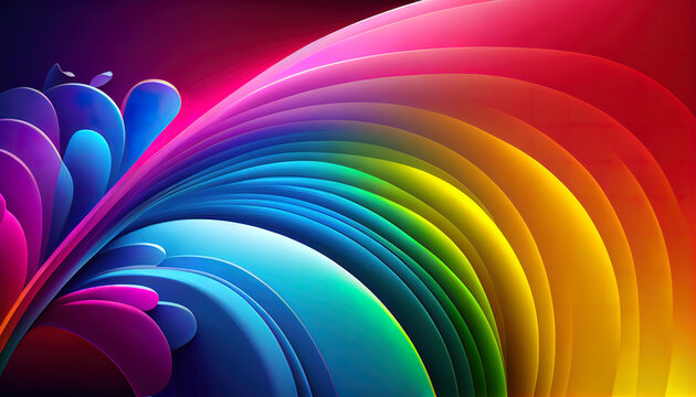 Wallpaper with rainbow gradient colors. Ai generated.