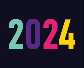 2024 Happy New Year Holiday Abstract Multicolor Graphic Design Vector Logo Symbol Illustration With Blue Background