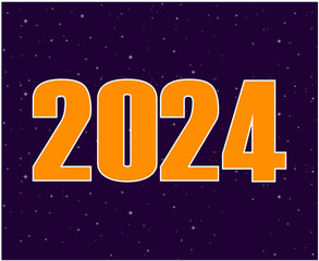 2024 Happy New Year Holiday Abstract Orange Graphic Design Vector Logo Symbol Illustration With Purple Background