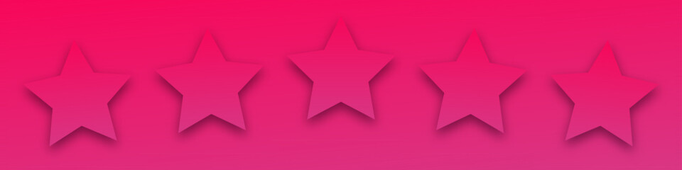Pink 5 star icon. Customer feedback concept. Vector 5 token points stars rating review. Quality shape design. Vector five stars.