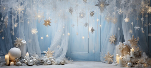 Winter Wonderland: A Festive Room Adorned with Snowflakes and Christmas Decorations