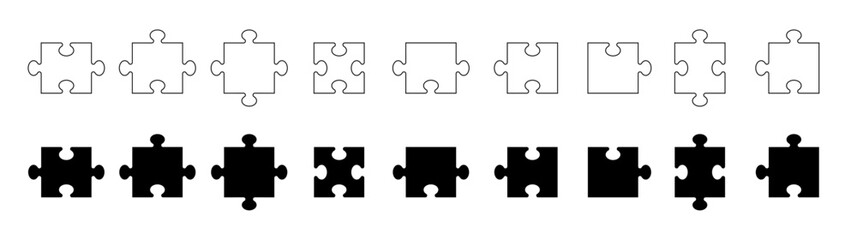 Puzzle piece element collection. Set of game puzzle. Vector