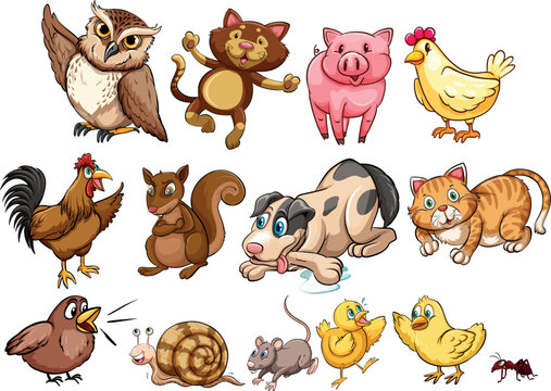 Set of animals. Vector. For a cartoon or game.