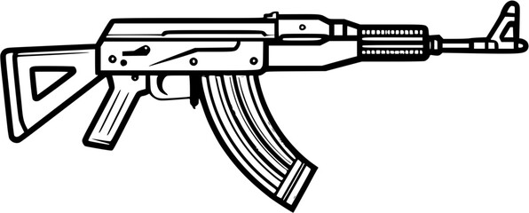 AK47 War Military Vintage Outline Icon In Hand-drawn Style