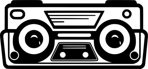 Cassette Tape Electronic Device Vintage Outline Icon In Hand-drawn Style - obrazy, fototapety, plakaty