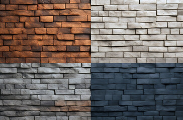 Brick Wall Set with Different Tones-Generative AI