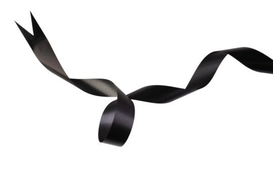 Black Ribbon Curls Isolated Background