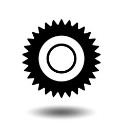 Black gear icon. Machine sprocket gear icon. Flat design. Vector cogwheel sign symbol on a white background.
