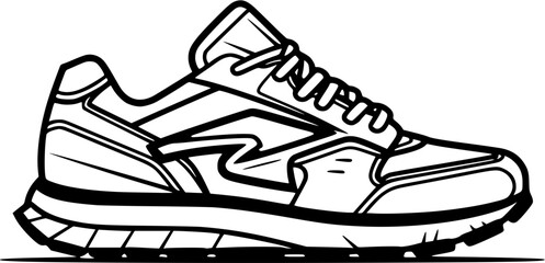 Sports Running Shoes Exercise Vintage Outline Icon In Hand-drawn Style