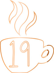 Advent calendar number 19 cup with coffee gradient.