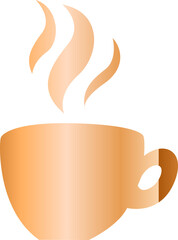 Cup with coffee decoration and gradient design.