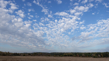 White clouds, panoramic view of sky with clouds