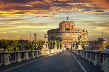 Castel Sant'Angelo in Rome, Italy. - obrazy, fototapety, plakaty