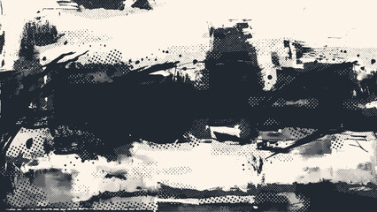 Obraz premium Abstract halftone background. Grunge design element. Distressed effect . Shapes with stripes screen print texture. Vector illustration