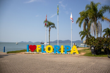 Beautiful colorful sign with the name of the city on the warehouse in Florianópolis Santa Catarina Brazil Brasil