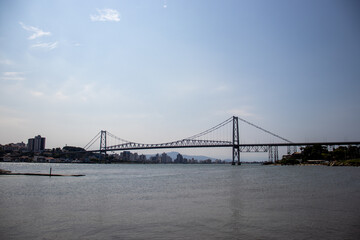 Beautiful Hercílio Luz Bridge, postcard of the city of Florianópolis Santa Catarina Brazil Brasil