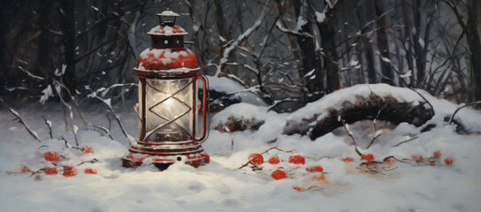 Fototapeta na wymiar A Serene Glow in the Winter Wonderland