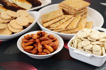 Group of Gajak or Sesame Seed Jaggery With Almonds