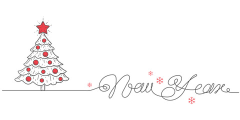 Fototapeta na wymiar New Year .Christmas tree.Happy holidays .Lettering Vector illustration. 