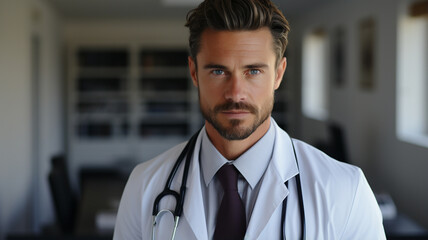 portrait of handsome confident male doctor