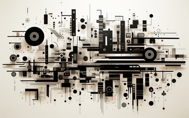 Abstract background with black and white cirlce art wallpaper.