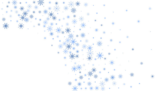 Christmas background. Blue delicate snowflakes on a white background. New Year's holiday design