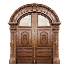 Wooden door on transparent background