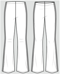WIDE LEG FLARED FIT BOTTOM WITH SIDE TAPING DETAIL PANTS TROUSER DESIGN FOR WOMEN AND TEEN GIRLS FASHION FLAT VECTOR - obrazy, fototapety, plakaty