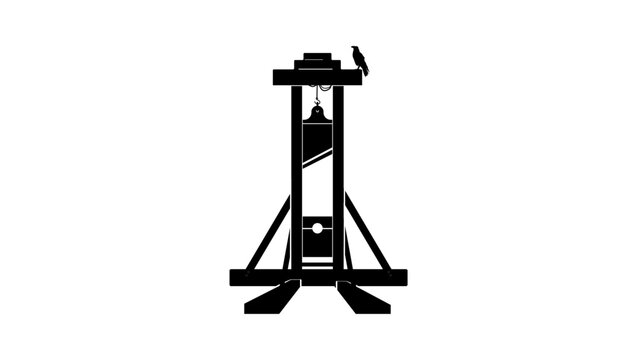 guillotine illustration, black isolated silhouette
