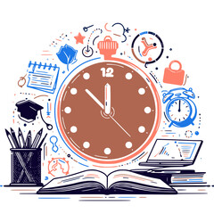Beyond the Clock: Illustration of Holistic Time Management - obrazy, fototapety, plakaty
