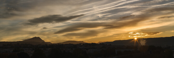 the Sainte Victoire mountain in the light of an autumn morning