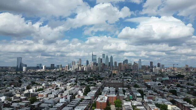 Time-lapse of the Philadelphia city skyline on a sunny day
