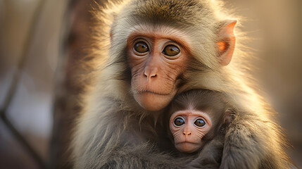 foto adorável Mães amam macacos