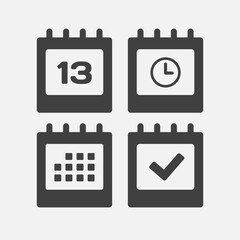 Icon page calendar - 13 day, agenda, timer, done