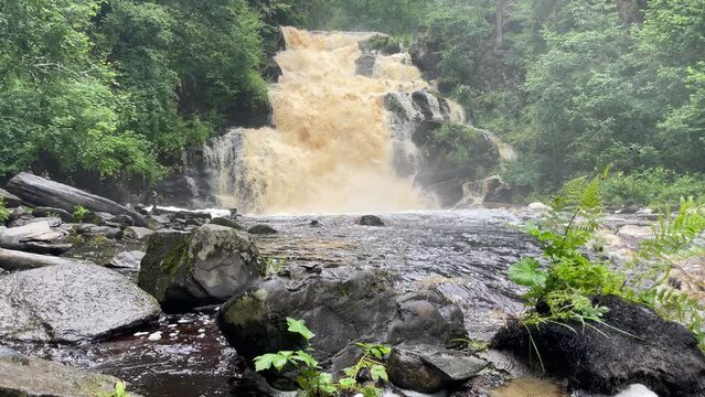 Yukankoski waterfall, also known as White bridges, on the river Kulismayoki, Russia, Karelia