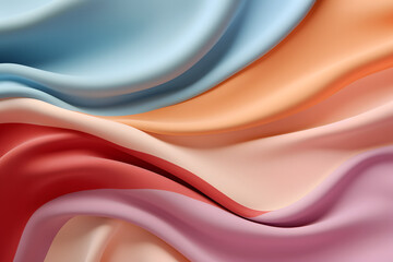 Silk fabric background 3d clay style pastel color background.	