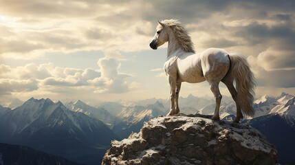 Obraz na płótnie Canvas cavalo em alto de montanha 