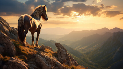 cavalo em alto de montanha 