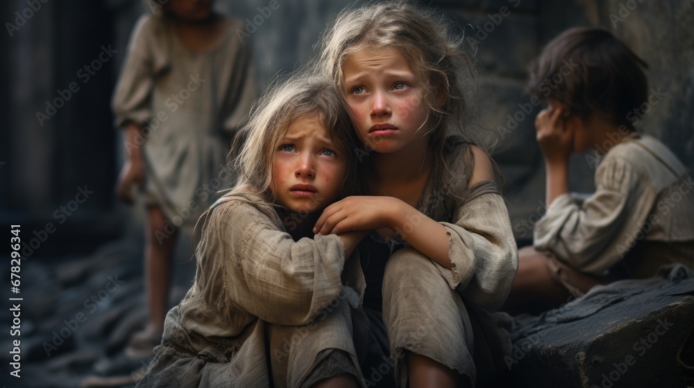 Canvas Prints A group of children sitting next to each other