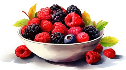 A bowl filled with raspberries and blackberries