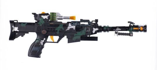 toy weapon machine gun isolated on white background