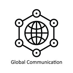 Global Communication vector outline Icon Design illustration. Business And Management Symbol on White background EPS 10 File