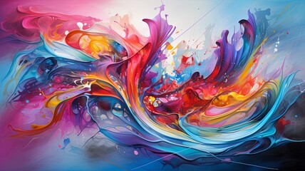abstract, beautiful canvas artwork, stunning amazing detail, colorful, splash color, generated by AI - obrazy, fototapety, plakaty
