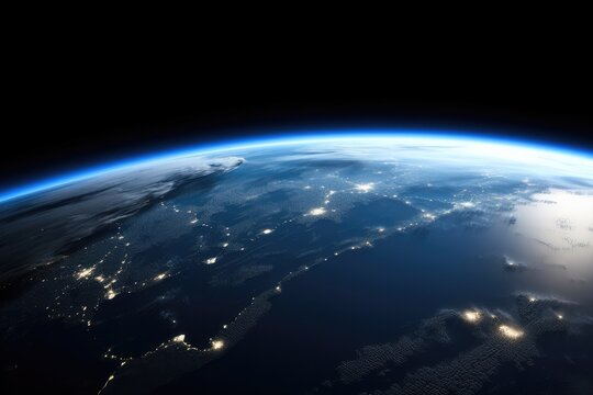 Earth from space: A captivating view of the blue planet in the cosmic expanse, blending nature and technology.
