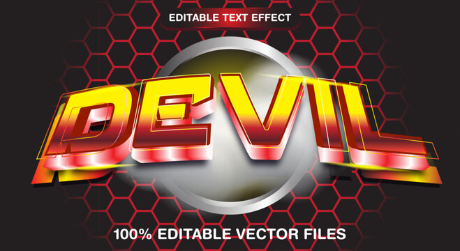 Devil text effect 3d style with abstract background editable