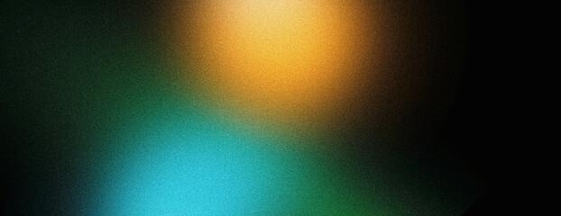 Abstract grainy banner background yellow blue color flow grainy wave dark noise texture cover poster design copy space