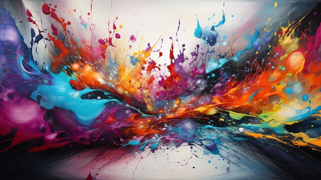 abstract, beautiful canvas artwork, stunning amazing detail, colorful, splash color, generated by AI. High quality photo