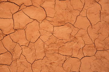 Old mud wall plaster with cracks closeup