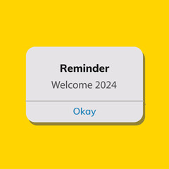 reminder sticker vector, pop up 2024